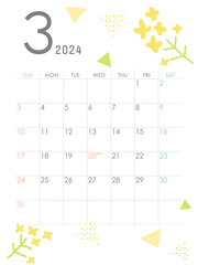 2024年3月の書き込み式カレンダー