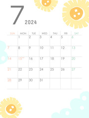 2024年7月の書き込み式カレンダー