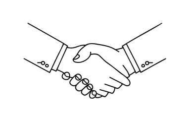 Two individuals agree and shake hands in a straight line. Illustration in vector form
