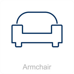 Armchair and arm icon concept 