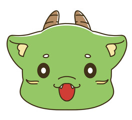 笑顔の龍のキャラクターの顔のイラスト素材