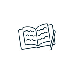 Journaling outline icon. Monochrome simple sign from mental health collection. Journaling icon for logo, templates, web design and infographics.