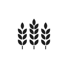 Fotobehang Wheat icon label vector, Simple wheat icon in silhouette style. Perfect for icons on wheat products in apps, websites or wheat logos. © Gonjetso