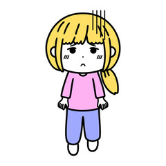 落ち込んでトボトボ歩く女性　イラスト