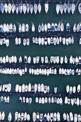 Aerial view of a port area for tourist boating