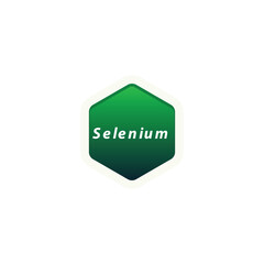 Selenium symbol label vector, hexagon shape with text, Suitable for health product packaging.