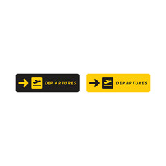 Departure sign. Departure board airport sign or departures board sign isolated on background. Design for airport.