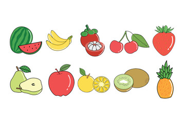 Fruits berries colorful vector collection