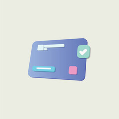 3D credit card money financial security for online shopping, online payment credit card 3d with payment protection concept. 3d render vector for business finance, online banking and online shopping
