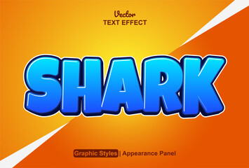 shark text effect with blue color graphic style and editable.