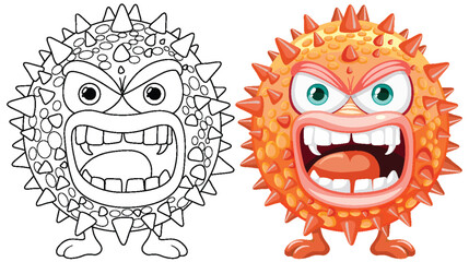Spiky Bacteria Germ Virus Monster Cartoon Character