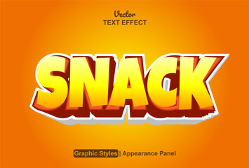 snack text effect with orange graphic style and editable.
