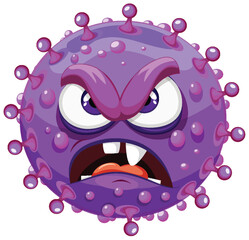 Purple Bacteria Germ Virus Monster Cartoon Character