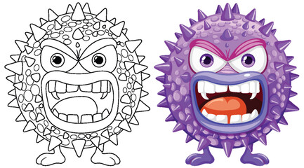 Spiky Bacteria Germ Virus Monster Cartoon Character