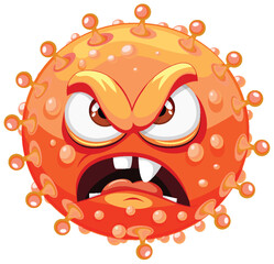 Obraz premium Orange Bacteria Germ Virus Monster Cartoon Character