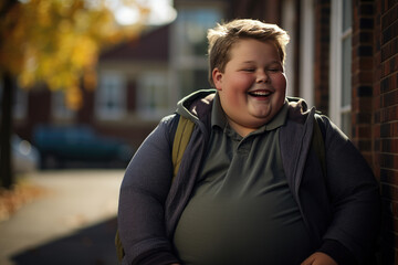 An overweight boy - obrazy, fototapety, plakaty