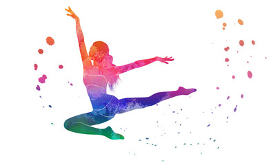 Ballerina jump in dance. Girl dancing. Vector illustration. Sketch for creativity.