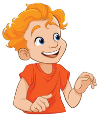 Smiling Cartoon Boy with Half Body Illustration