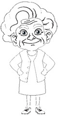Old Grandmother Cartoon Character Outline