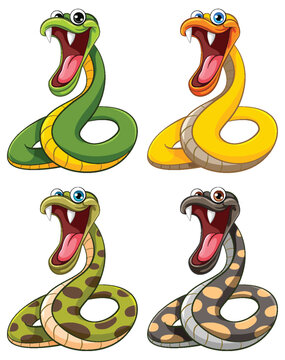 Four Snakes Cartoon