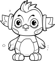 Penguin animal vector stock, coloring page