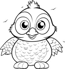 Penguin animal vector stock, coloring page