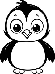 Penguin animal vector stock, coloring page