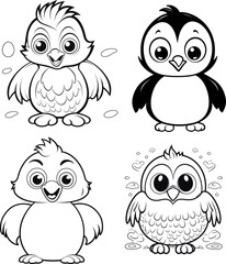 Penguin animal vector stock, coloring page