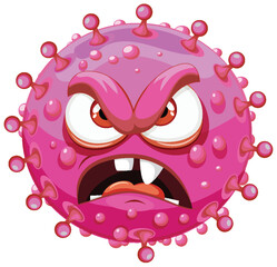 Pink Bacteria Germ Virus Monster Cartoon Character