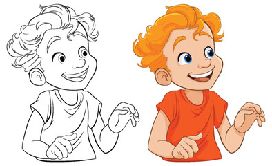 Smiling Half-Body Cartoon Boy Character Vector Illustration