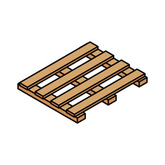 3d Isometric Isolated Wooden Pallet on white background