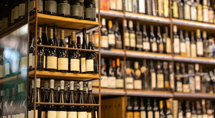 Wine shop - different wine bottles