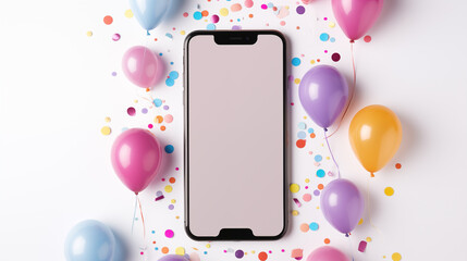 mobile phone with balloons