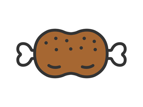 recommend clip art: 骨付き肉のアイコン（線画カラー）のイラスト