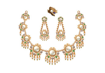 Vintage Pearl Necklace set for indian wedding 