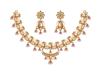 Vintage Pearl Necklace set for indian wedding 