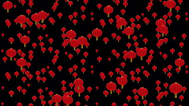 Lantern lanterns chinese red loop element with alpha . This texture of lanterns with an alpha channel is loopable and tileable and can create an infinite seamless element.