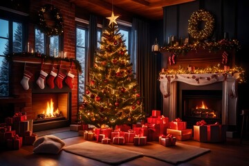 Fototapeta na wymiar christmas tree in the living room