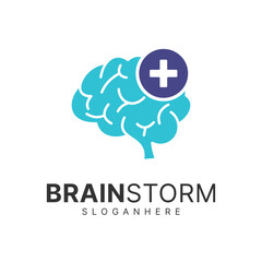 Brain logo design. Brainstorm think idea logo inspiration