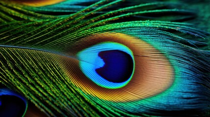 Obraz premium Peacock Feather Close-Up. Exquisite Eye Pattern Detailing.