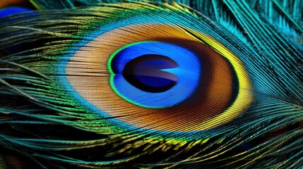 Obraz premium Peacock Feather Close-Up. Exquisite Eye Pattern Detailing.