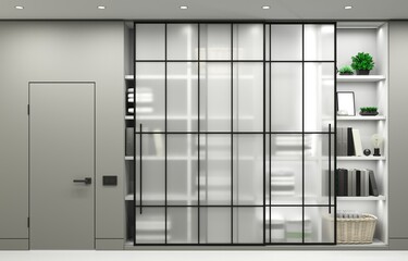 Modern loft metal sliding wardrobe doors - obrazy, fototapety, plakaty