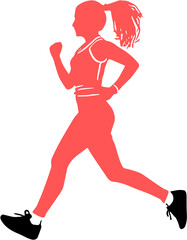 Fototapeta na wymiar Woman Running Silhouette
