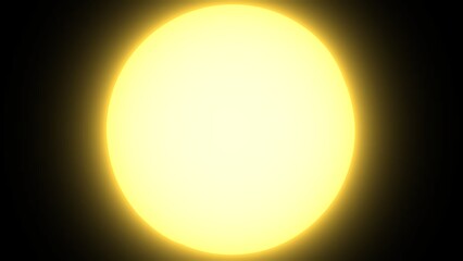 Full yellow moon shines on a black background. 3D illustration.