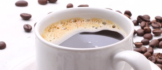 black coffee on a white background