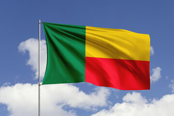 Benin flag fluttering in the wind on sky.