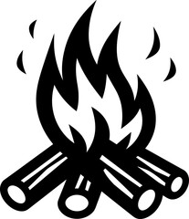 Campfire silhouette in black color. Vector template for tattoo or laser cutting.