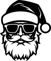 Cool santa claus with glasses silhouette. Vector template for laser cutting.