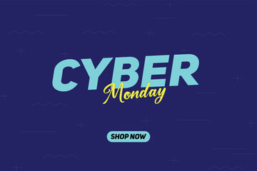 "Cyber Monday" Sale banner template for business promotion vector illustration. Cyber Monday Sale Promotion Banner Background with Dark Blue theme and Memphis Art. Flash Sale.