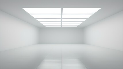 Blanker Raum: Weiße Showroom-Fläche als 3D-Platzhalter - obrazy, fototapety, plakaty